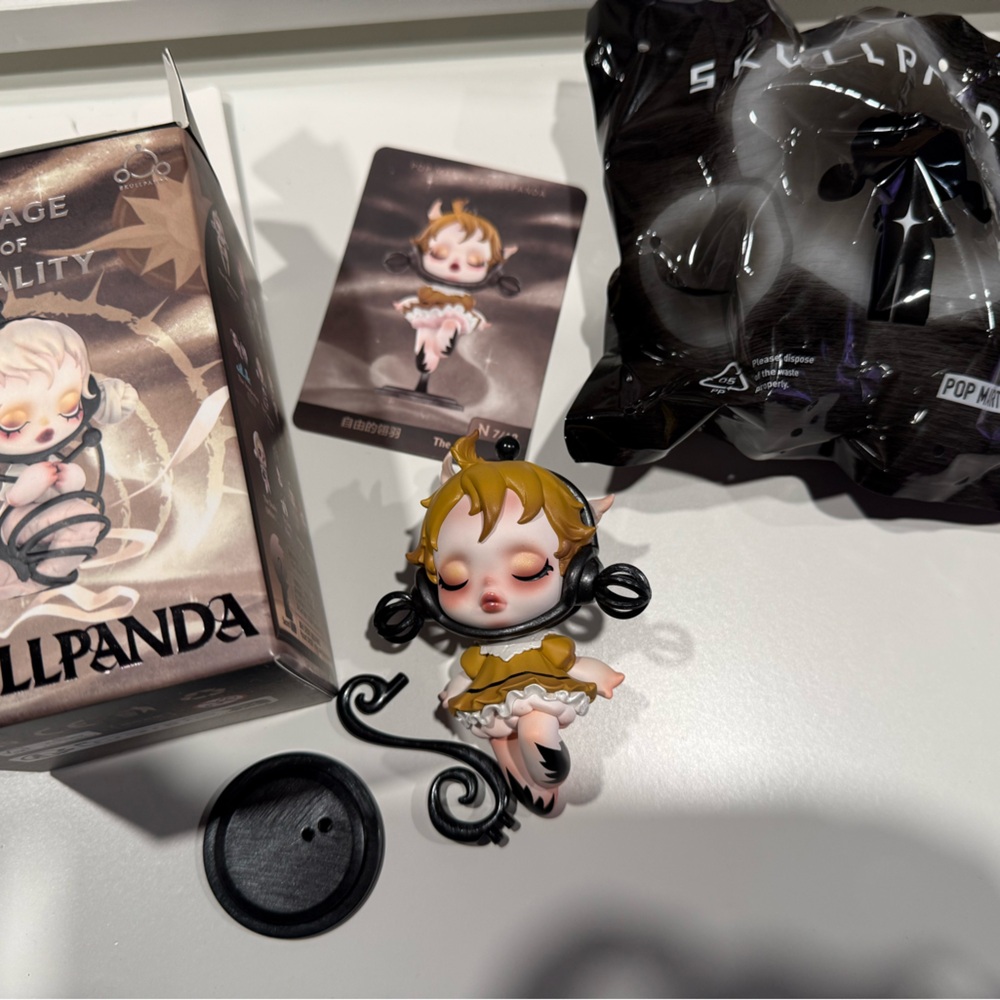 Skullpanda Blind Box Figure - Blonde Mini Figure with Black Accents